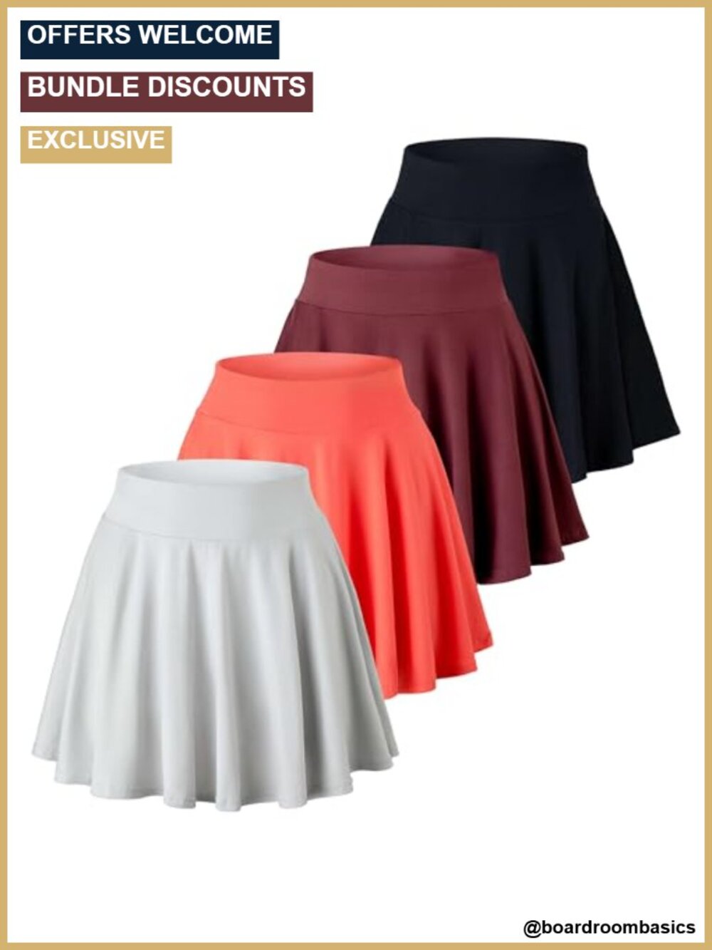 Women's 4 Pack Stretchy Mini Skater Skirt High Waisted A-Line Flowy